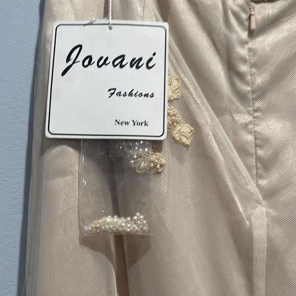 BNWT Stunning beaded sequined champagne Jovani high waisted long train skirt - Picture 5 of 8